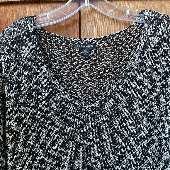 EUC Eileen Fisher Black & White Stretch Knit Long Sleeve Sweater - Women's XL - Picture 6 of 9